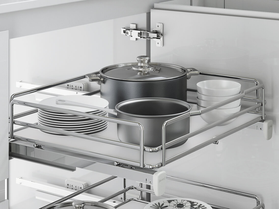 Výsuvný kôš 450mm s tlmením INOXA Inoxa Ellite 5202ЕYD chrom/biely