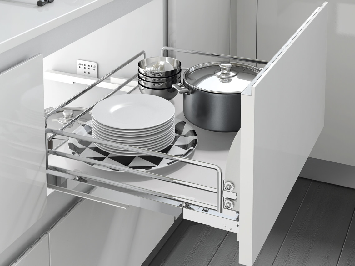 Výsuvný kôš 450mm s tlmením INOXA Inoxa Ellite 5202ЕY chrom/biely